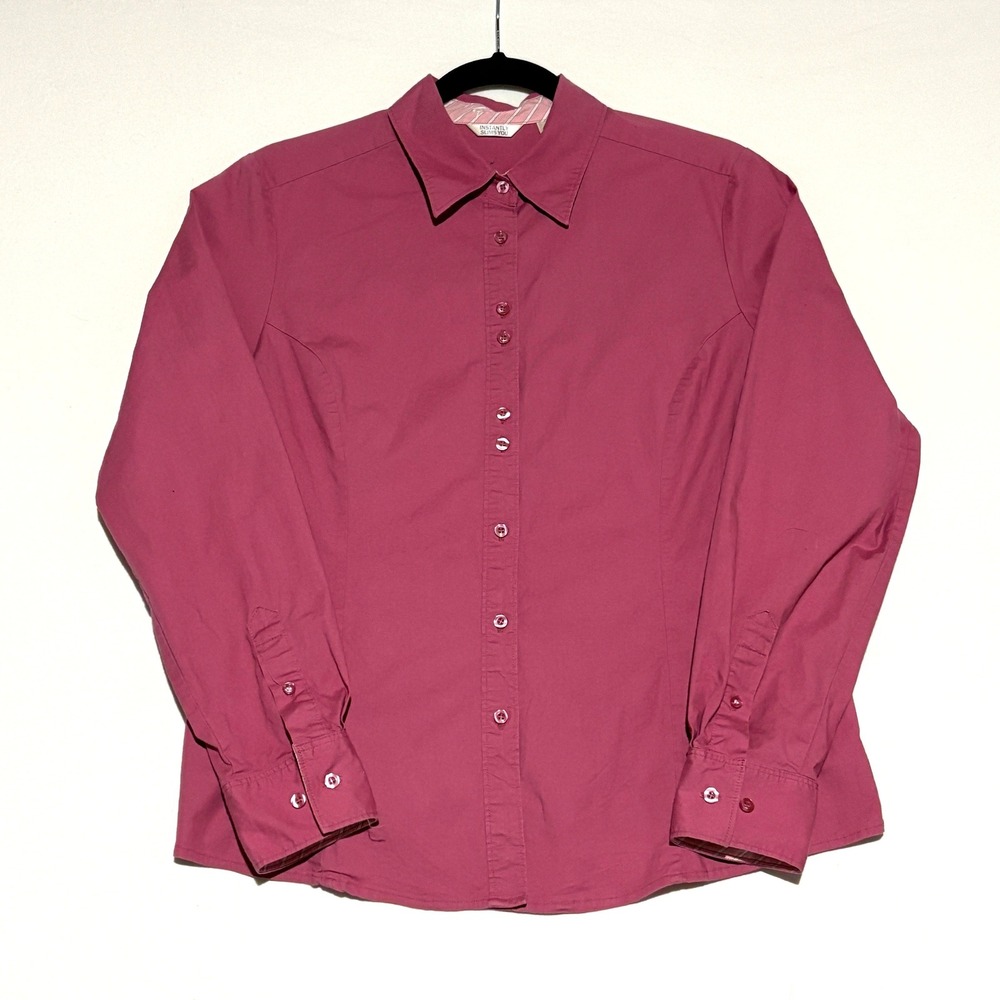 Riders Button Down Shirt Womens Large Pink Instantly‎ Slims You Long Sleeve